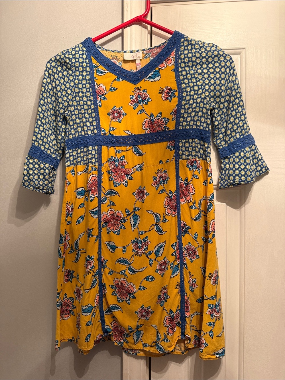 Matilda Jane Yellow and Blue Floral Mixed-Print Dress